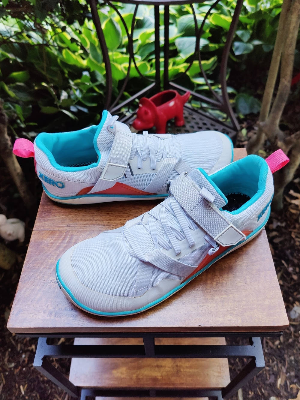 Xero Forza Trainer Barefoot Shoes White Blue Pink 7.5 Wide Toe Box Minimalist